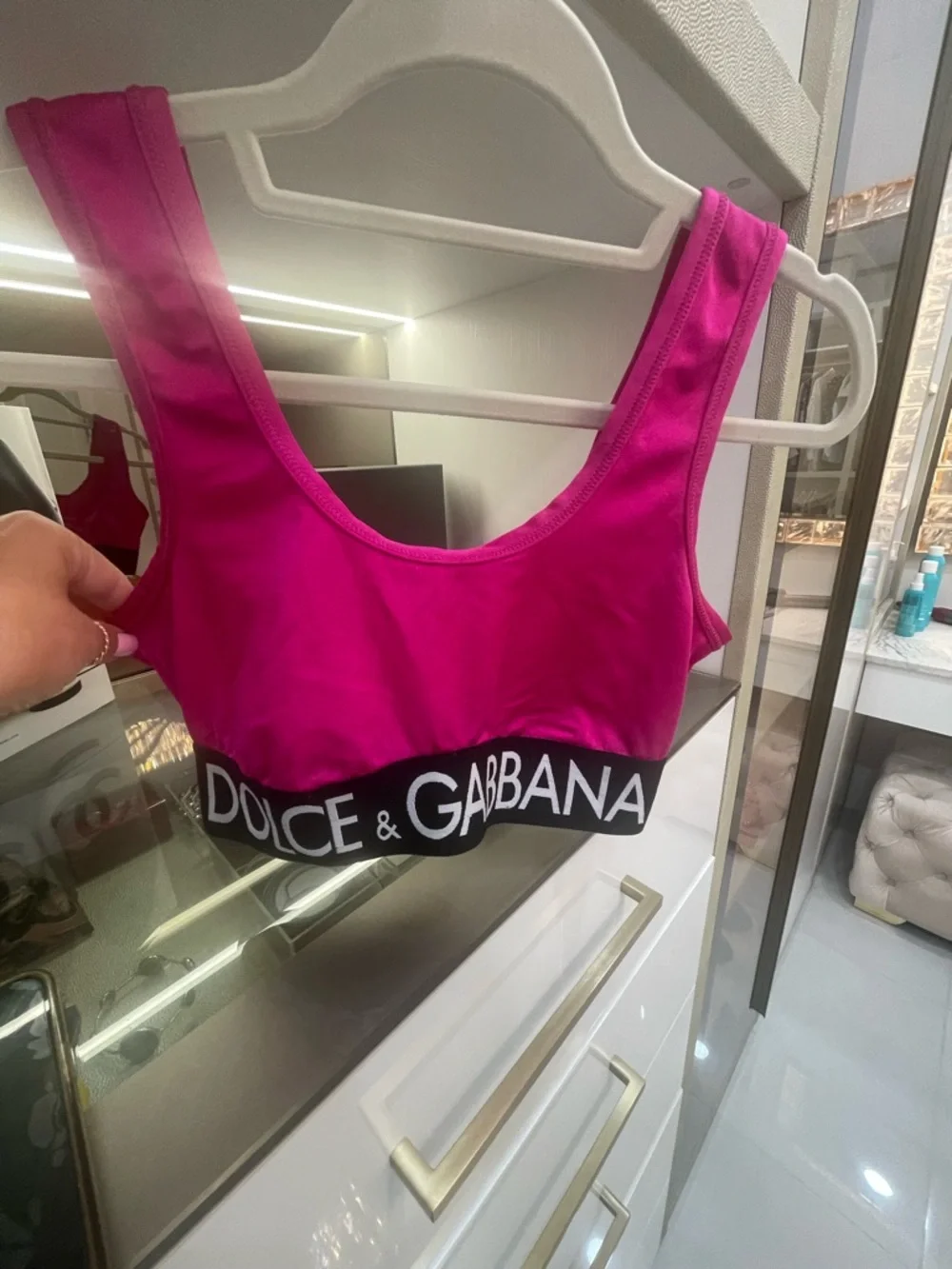 Dolce & Gabbana Hot Pink Logo Sports Bralette Size 40 - Picture 3 of 6